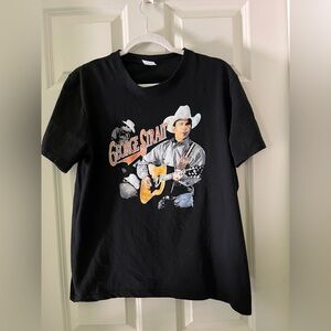 Vintage Y2K George Strait Country Music Artist Black Short Sleeve T-Shirt Size M